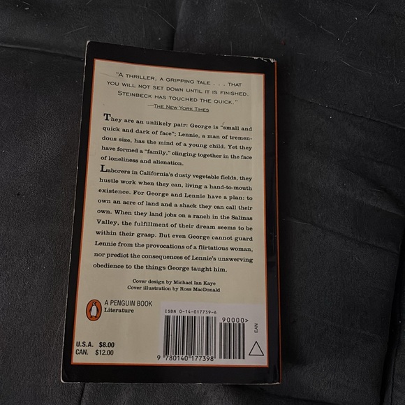 🌈4/$10🌈 John Steinbeck 'Of Mice and Men' Book - Picture 3 of 3